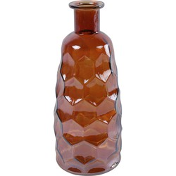 Countryfield Art Deco vaas - cognac bruin transparant - glas - D12 x H30 cm - Vazen
