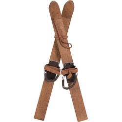 Clayre & Eef Decoratie Ski's 11x4x28 cm Bruin Hout Metaal
