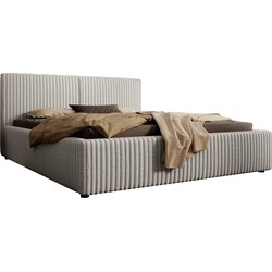 Meubella Tweepersoonsbed Infinity - Grijs - Fluffy ribstof - 160x200 cm