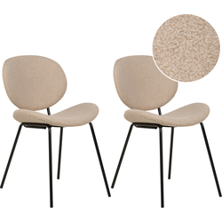 LUANA - Eetkamerstoel set van 2 - Taupe - Bouclé