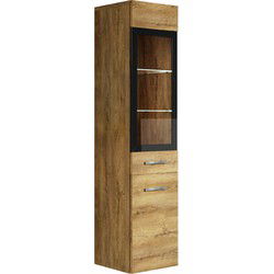 Badplaats Badkamerkast Rio 30 x 30 x 131 cm - Bruin Eiken - Hangende Kolomkast met 2 Deuren