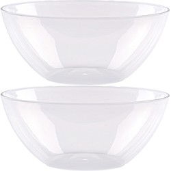 Plasticforte Serveerschaal/saladeschaal - 2x stuks - D23 x H10 cm - kunststof - mat - Serveerschalen