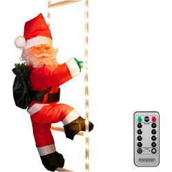Kerstman op ladder, ladder 90 cm, 48 leds