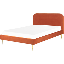 Beliani FLAYAT - Tweepersoonsbed-Oranje-Fluweel