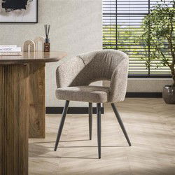 Hoyz Collection - Armstoel Boucle Salon - Tissee Cargo Zandkleur - Set van 2