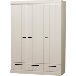 WOOOD Connect Kledingkast 3-Deurs met Lade - Grenen -Dust - 195x140x53
