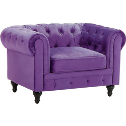 Beliani CHESTERFIELD - Fauteuil-Paars-Fluweel