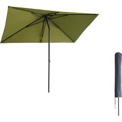 Kopu® Leon Parasol Rechthoek 150x250cm met Hoes - Hoogteverstelbaar - Olijfgroen