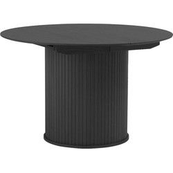 Eettafel Rond Zwart - Uitschuifbaar - Ø120-167cm - Nola