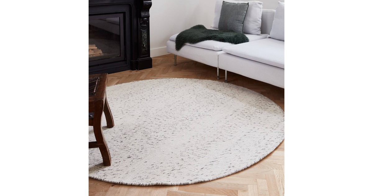 Rond vloerkleed wollen Antraciet/Wit - Cobble Stone Zwart - 180 Ø - (L)