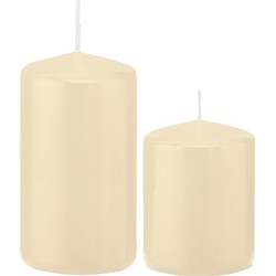 Stompkaarsen set van 4x stuks creme wit 8 en 12 cm - Stompkaarsen