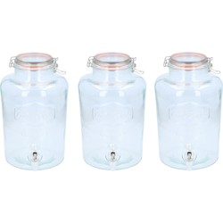 Set van 3x stuks glazen drankdispensers 8 liter - Drankdispensers