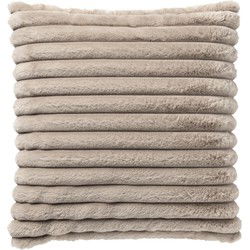 Dutch Decor HAZEL - Sierkussen 50x50 cm - effen kleur - strepen - heerlijk zacht - Pumice Stone - beige - Dutch Decor