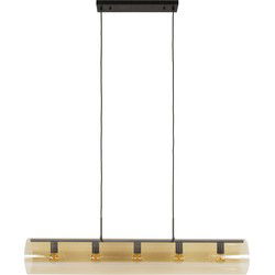 Hanglamp Amber Glas - 5-Lichts - 120x20x150cm - Tube