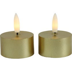 Countryfield LED waxinelichtjes - 2x - goud - D4 x H5,2 cm - LED kaarsen