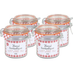 Urban Living Weckpot/inmaakpot - 4x - 250 ml - glas - met beugelsluiting - D8.5 x H10 cm - Weckpotten