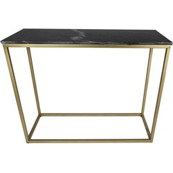 Console tafel Marseille - 100x35x75 - Zwart/goud - Marmer/metaal