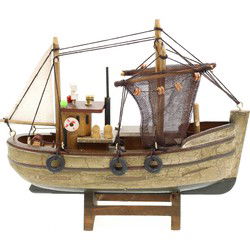 Vissersboot schaalmodel - Hout - 20 x 5.5 x 17 cm - Boten - Beeldjes
