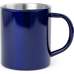 Luxe drinkbeker/koffiemok - metallic blauw - 280 ml - RVS - Bekers