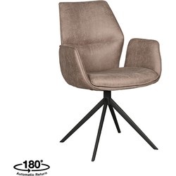 LABEL51 Eetkamerstoel Mellow - Taupe - Micro Suede - Black Frame