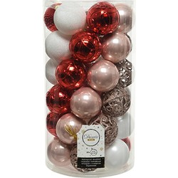 Kerstballen Mix 37 st. - Roze/Rood/Wit