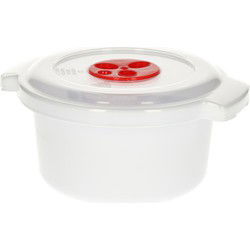 PlasticForte Magnetronschaal - deksel/ventiel - 500ml - wit - BPA vrij - Magnetronbakken