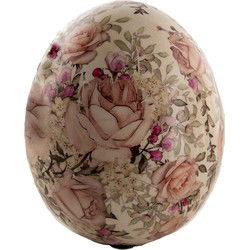 Clayre & Eef Beeld Ei Roze Keramiek Bloemen
