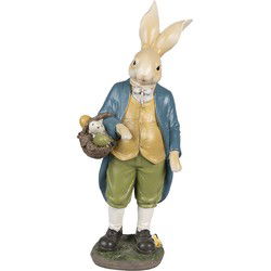 Clayre & Eef Beeld Konijn Bruin Blauw Polyresin