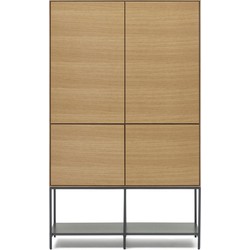 Kave Home - Vedrana 4-deurs hoge buffetkast in eikenfineer met stalen poten, 97,5 x 160 cm