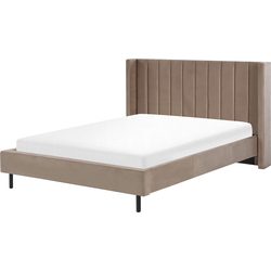 Beliani VILLETTE - Tweepersoonsbed-Beige-Fluweel