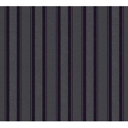 A.S. Création behang strepen donkergrijs en zwart - 53 cm x 10,05 m - AS-361673