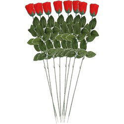 8x Nep planten rode Rosa roos kunstbloemen 60 cm decoratie - Kunstbloemen