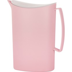 Juypal Schenkkan/waterkan - roze - 2 liter - kunststof - L20 x H23 cm - met deksel - Schenkkannen