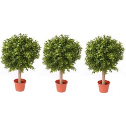 3x Buxus kunstplanten op stam in pot 36 cm - Kunstplanten