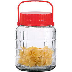 Urban Living Voedsel opslag container - glas - 2 liter - afsluitdop en draag hengsel - voorraadpot - Voorraadpot
