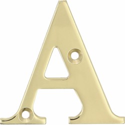 AMIG Huisnummer/letter A - massief messing - 5cm - incl. bijpassende schroeven - gepolijst - goudkleur - Huisnummers