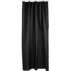 5Five Douchegordijn - zwart - polyester - 180 x 200 cm - inclusief ringen - Douchegordijnen
