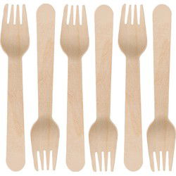 DEPA BBQ/verjaardag/camping bestek - vorken - 20x - hout - 16 cm - Vorken