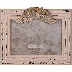 Clayre & Eef Fotolijst  13x18 cm Roze MDF Rechthoek Vleugels Fotokader
