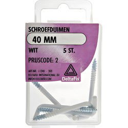 Schroefduim 40mm wit 5st