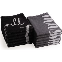 DoubleDry Theedoeken en Keukendoeken Set - 12 Stuks - 100% Katoen - Hoge Absorptie & Duurzaam - Grill Master, Zwart