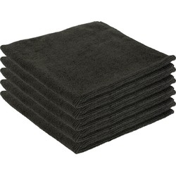 5x Zwarte bardoeken schoonmaakdoeken 40 x 40 cm microvezel materiaal - Vaatdoekjes