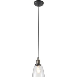 Plafondlamp met glazen kap en fitting in gouden messing afwerking