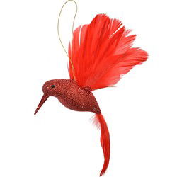 Clayre & Eef Kersthanger Vogel Rood Kunststof