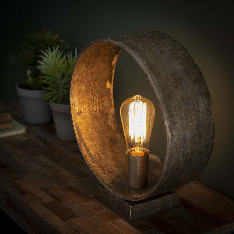 Hoyz - Tafellamp Loop - Industrieel Design - Zwart/Grijs - 30x11x32 - 