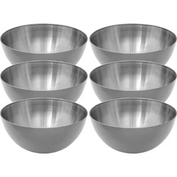 Set van 6x stuks Slakommetjes/schaaltjes - rvs metaal - D13 cm - Saladeschalen