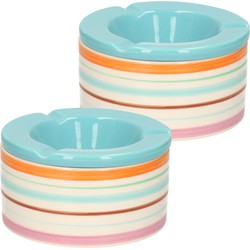 2x Gekleurde asbakken met blauwe deksel voor binnen en buiten 12 cm - Asbakken