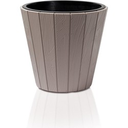 Prosperplast Plantenpot/bloempot Wood Style - buiten/binnen - kunststof - beige - D40 x H37 cm - Plantenpotten