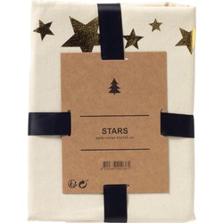Textino STARS - tafelloper 45x145 cm  - met gouden sterren - Whisper White - wit - Dutch Decor Limited Collection