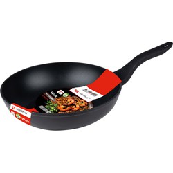 Alpina Wok/hapjes/bak pan - Professional - met anti aanbak laag - metaal - zwart - Dia 28 x H7 cm - Koekenpannen